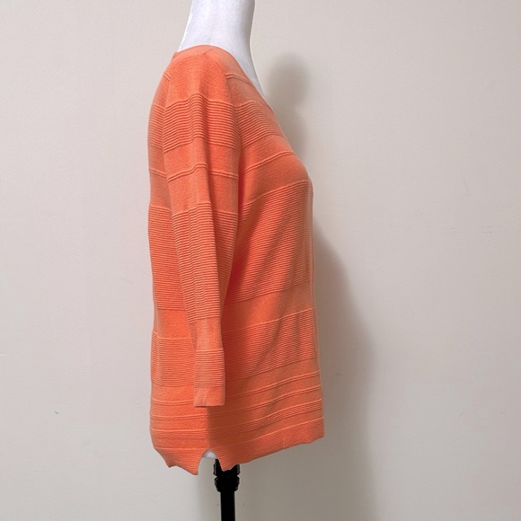 Belford NEW Orange Soft Pima Cotton Scoop Neck Front 3/4 Sleeves Pullover Top S - Picture 9 of 16